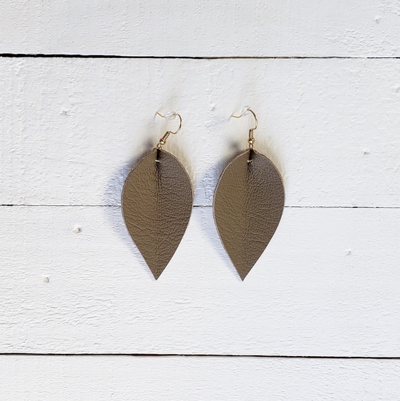 2 Inch | Taupe Petal Earrings - Picture 2 of 6